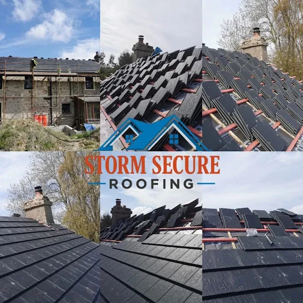 Slate roof stripping and re-slating in progress